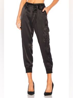 Sanctuary Black Utility Cargo Jogger Pants Elastic Waist Pull-On Pockets Size L